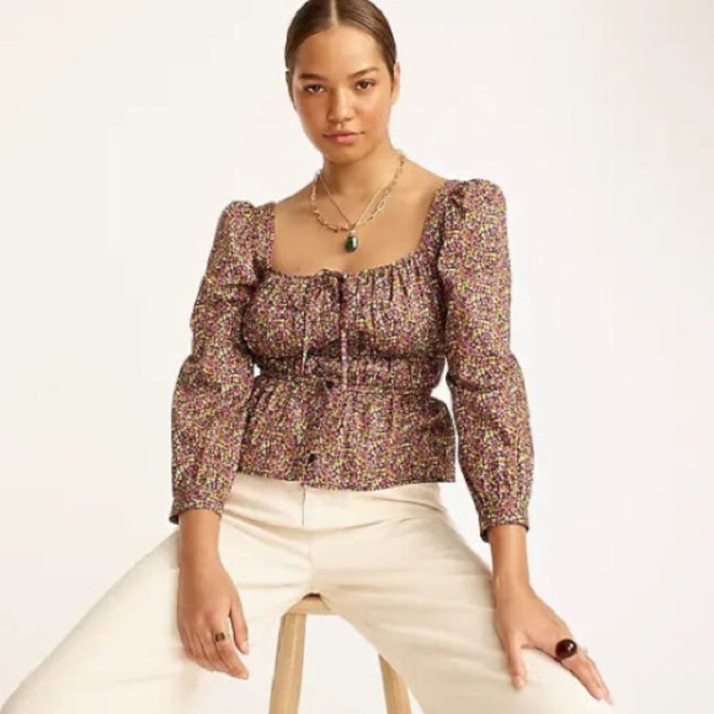 J.Crew Cinched waist organic top in Liberty Busy Izzy